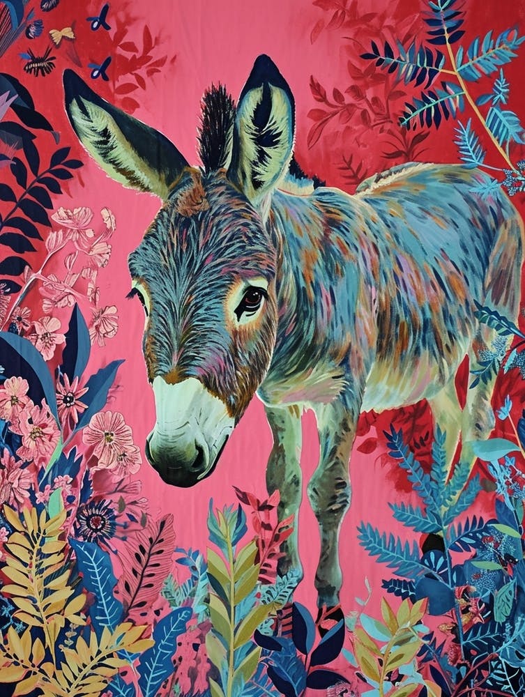 Floral Animal Painting Donkey 3