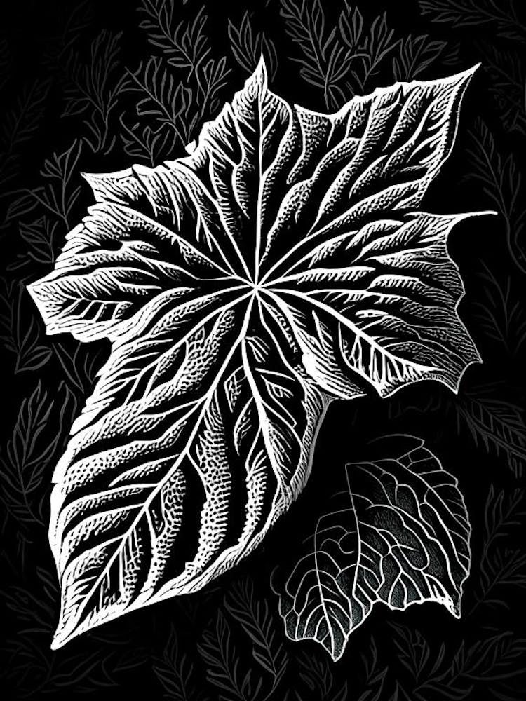 Raspberry Leaf Linocut 6