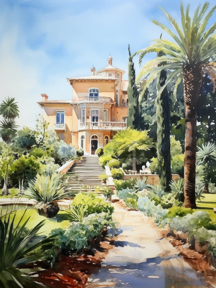 Giardini Botanici Villa Taranto Italy Watercolour
