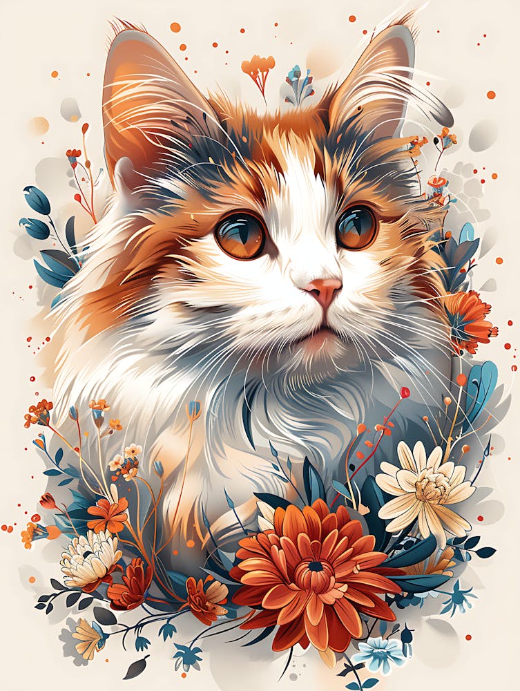 Cat With Flowers 5