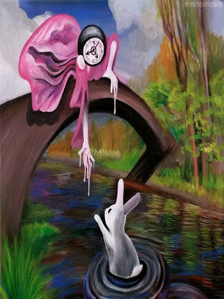 Hase auf einer Brücke
