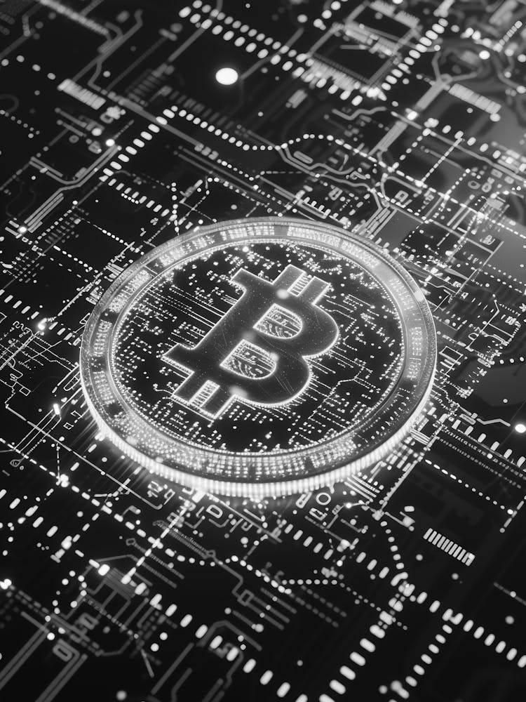 Bitcoin On A Circuit Board