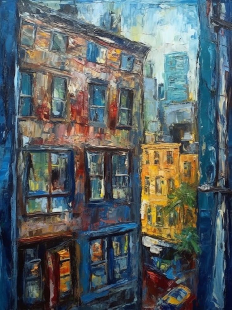 Window View Of New York In The Style Of Expressionism 2