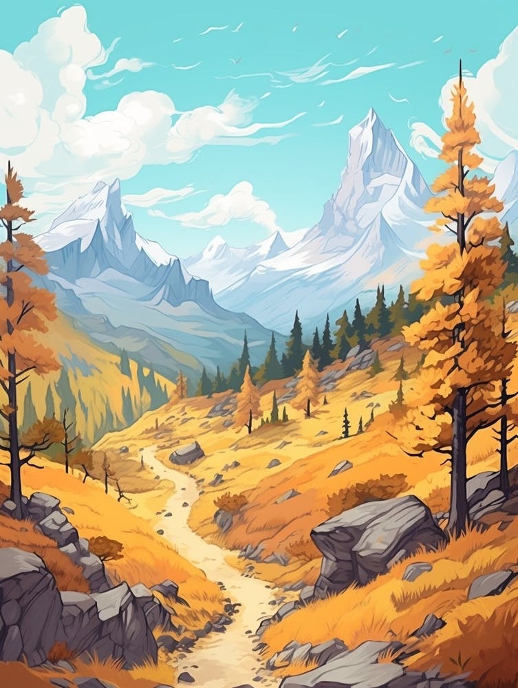 Great Himalaya Trail Nepal Hike Illustration