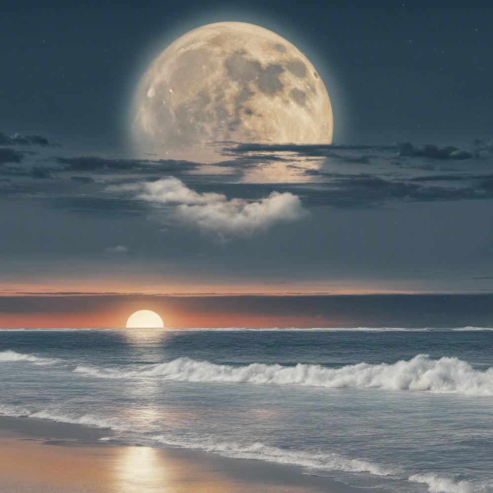 Full Moon Over The Ocean