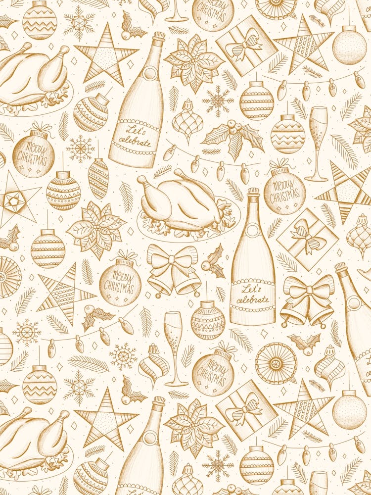 Holiday Dinner Toile Vintage Style Christmas Dinner Gold and Cream
