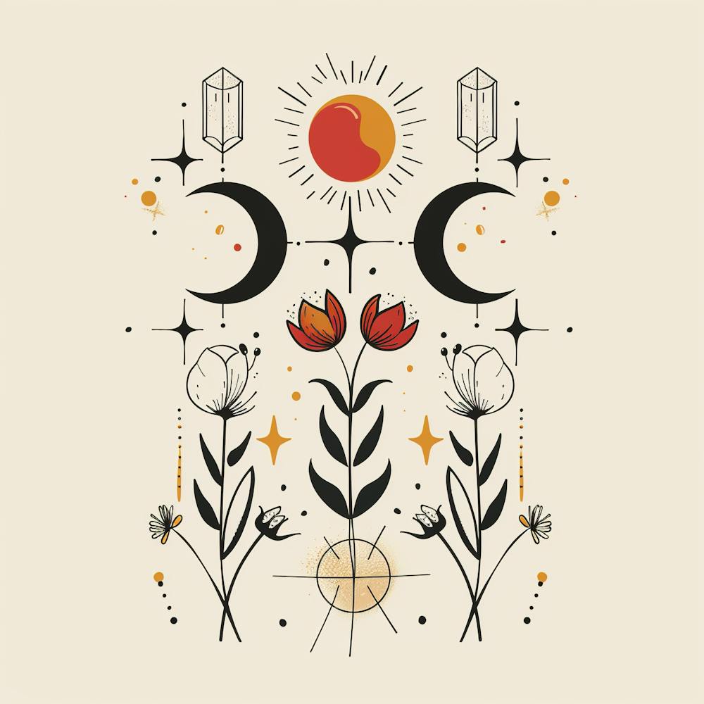 Minimalist Boho Celestial Moon 15