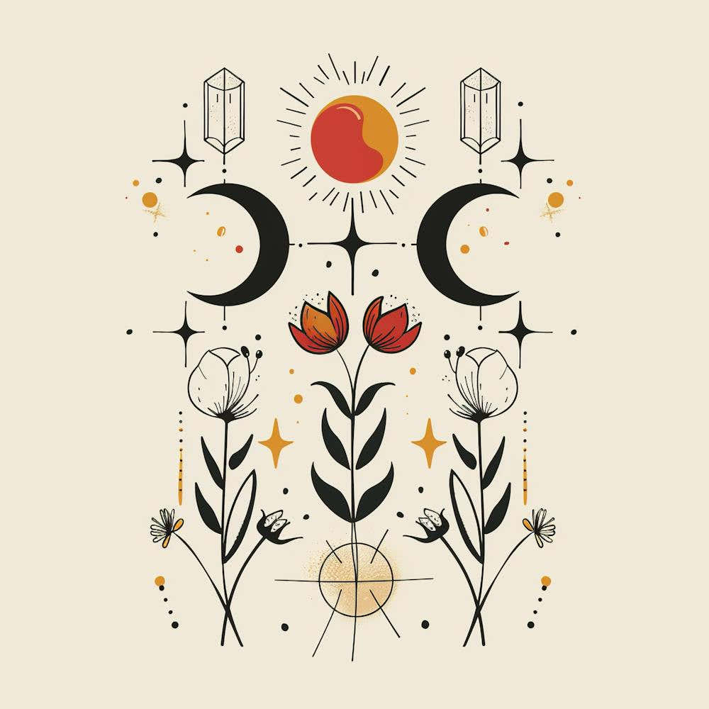 Minimalist Boho Celestial Moon 15