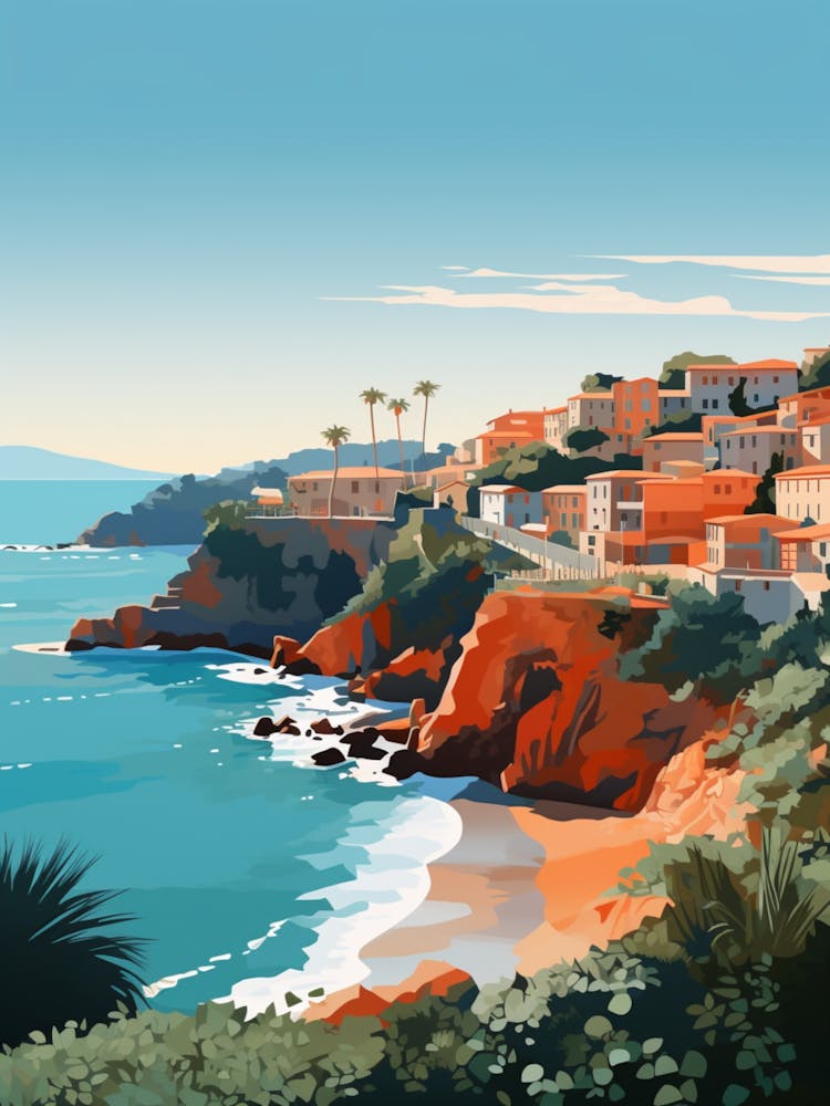 Sorrento Back Beach Australia Mediterranean Style Illustration 1