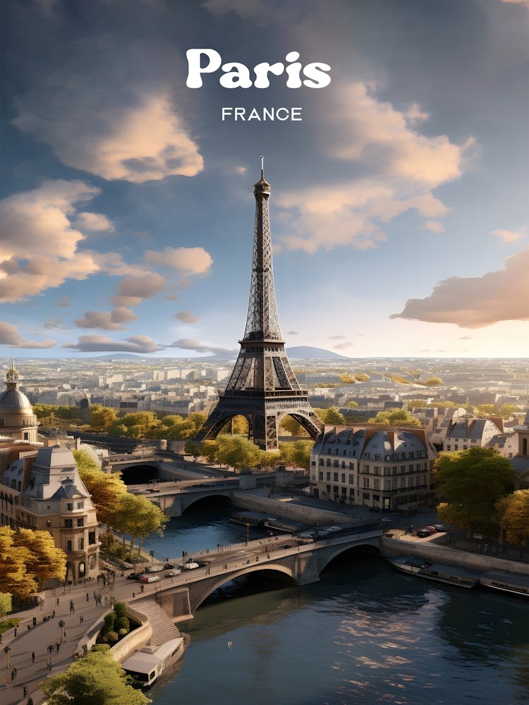 Paris France Eiffel Travel Illustration