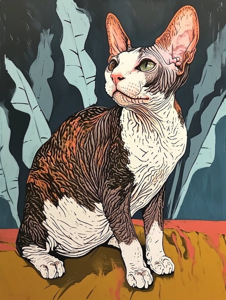 Cornish Rex Relief Illustration 4