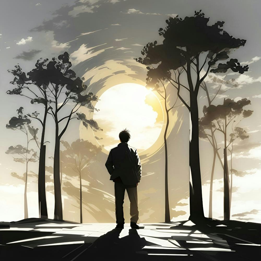 Silhouette Of A Man In The Forest