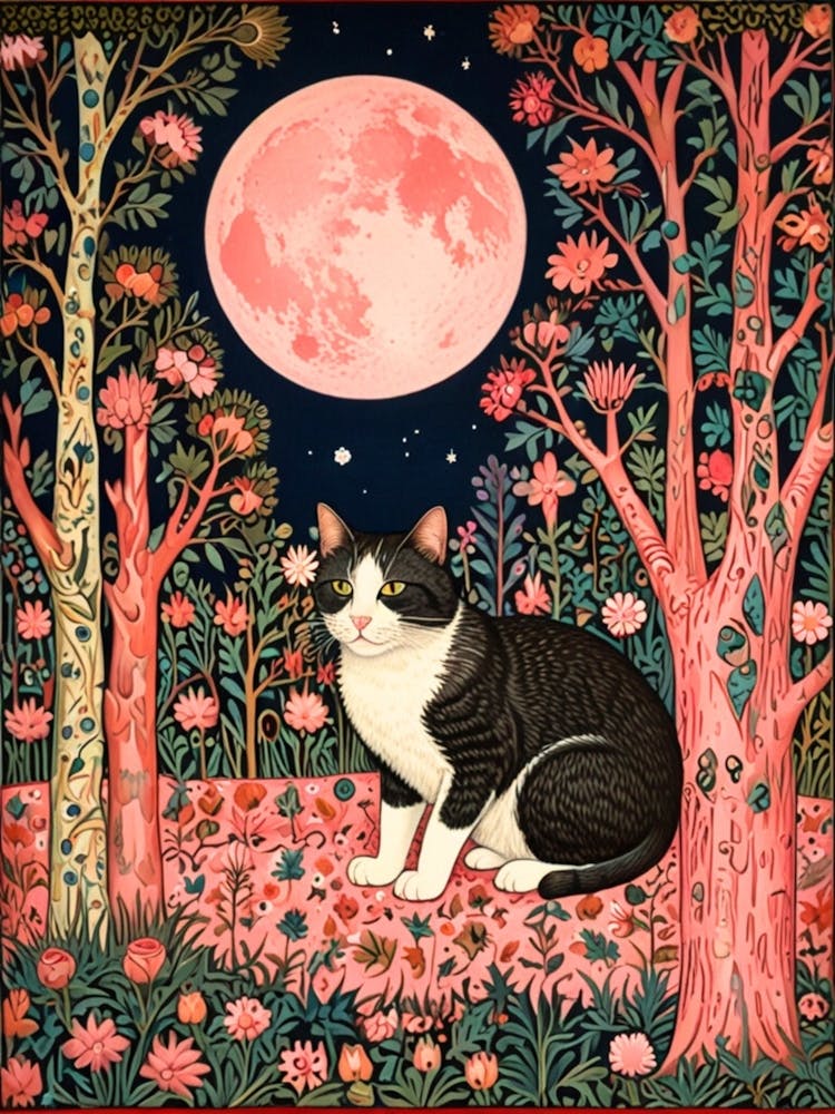 William Morris Cat In The Moonlight 64