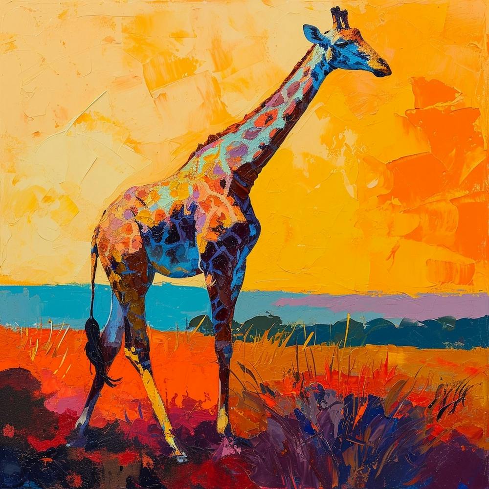 Warm Tones Of Giraffe Walking Through The Grass 2