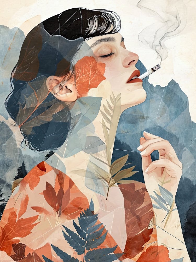 Woman Smokes A Cigarette
