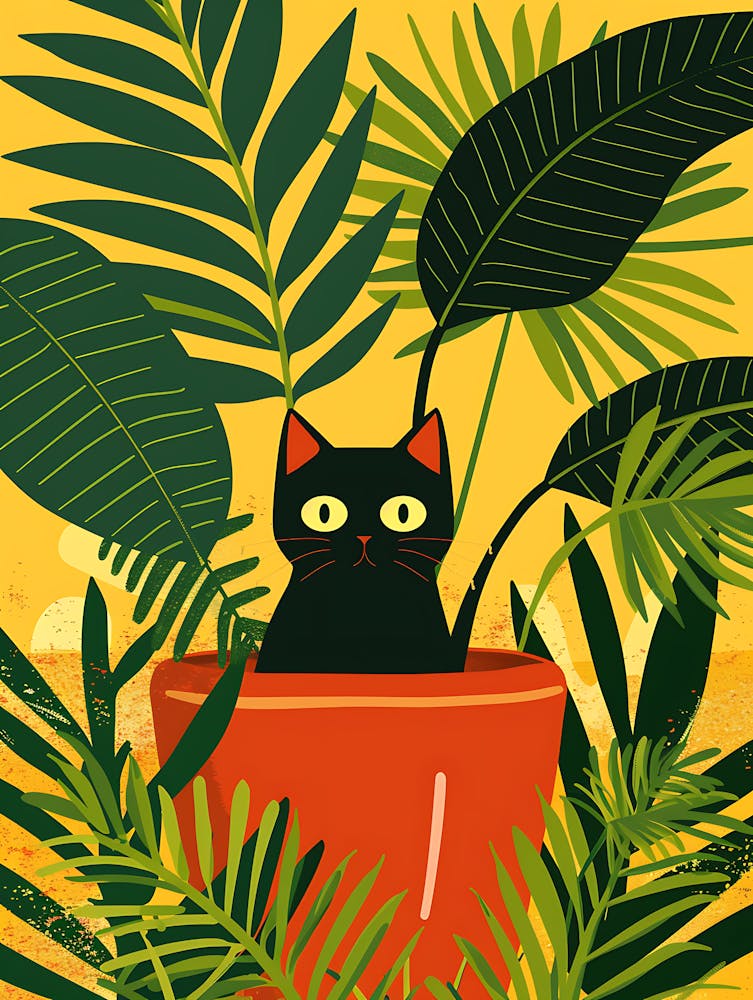 Black Cat In A Pot 1