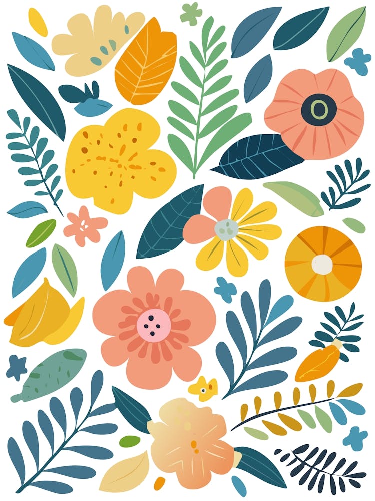 Flowers And Leaves Matisse Style