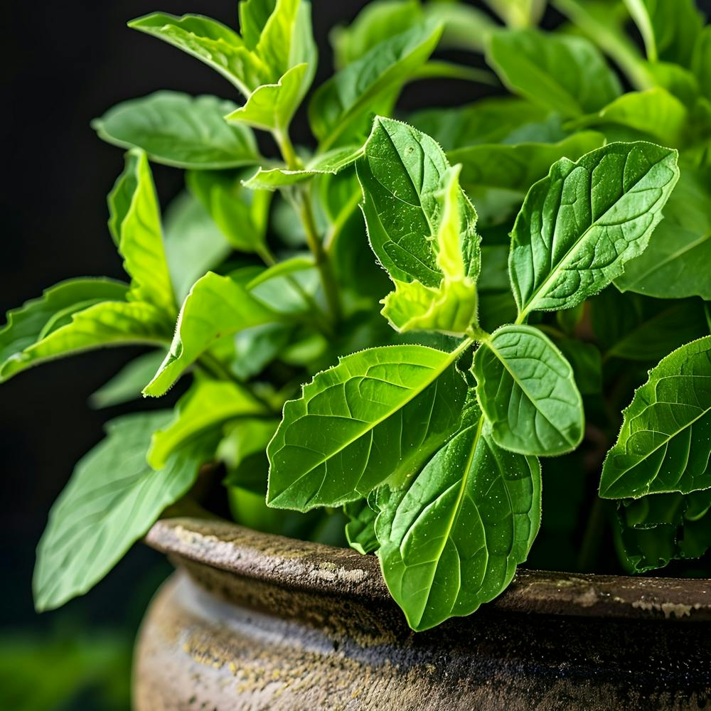 Fresh Mint Leaves In A Pot