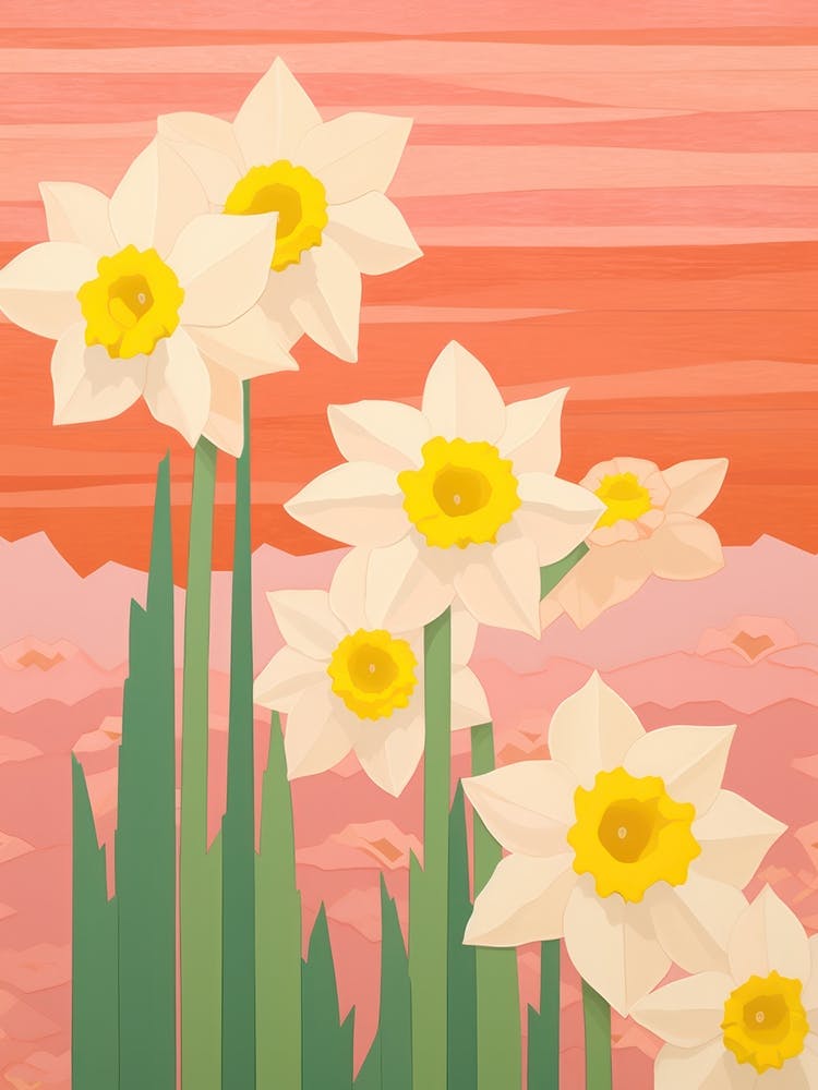 Daffodils Flower Big Bold Illustration 2
