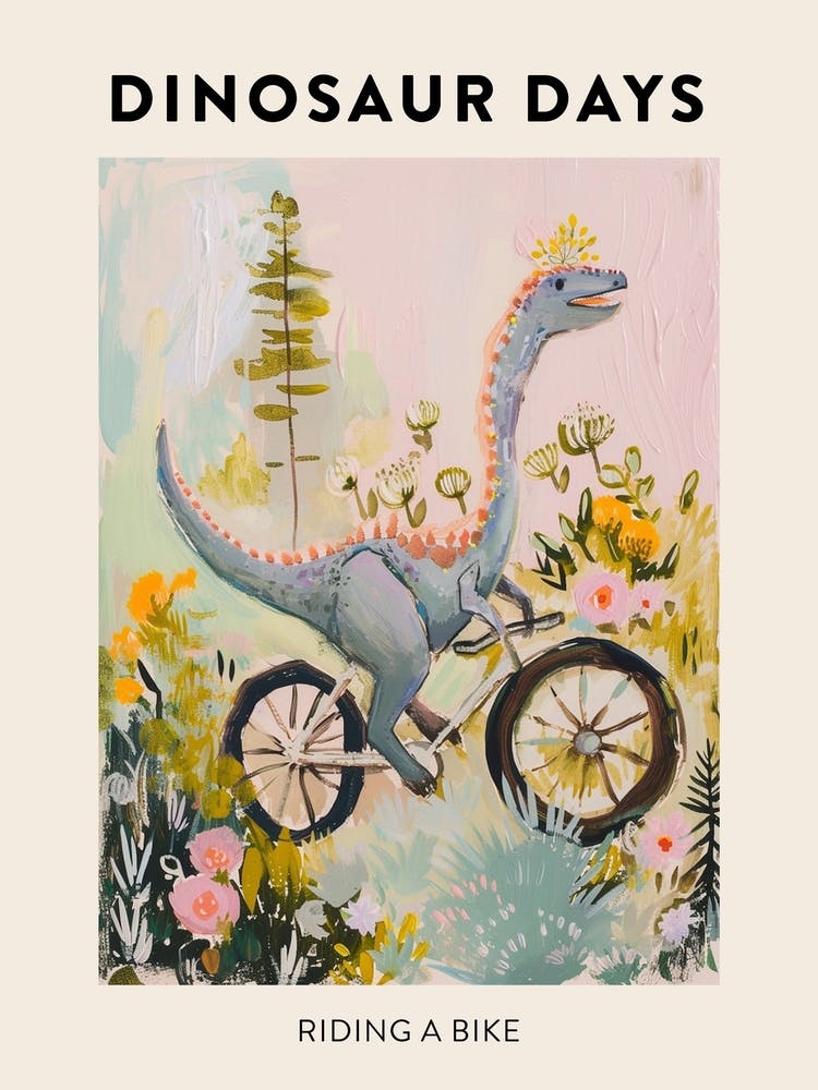 Dinosaur Riding A Bike Poster 3