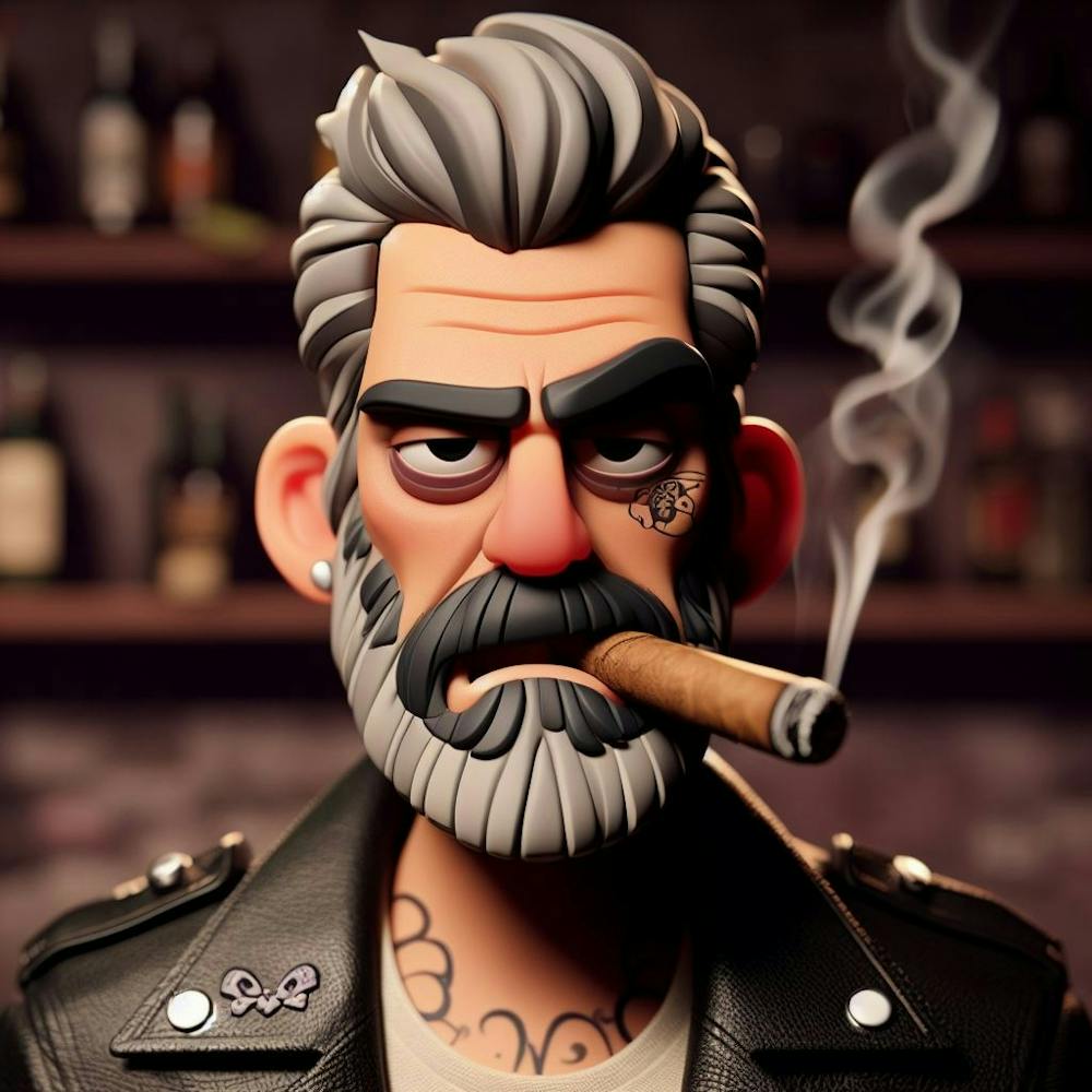 Spiky man smoking A Cigar