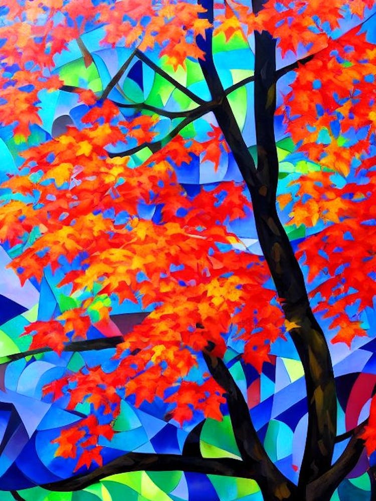 Flame Maple Tree Cubist 1