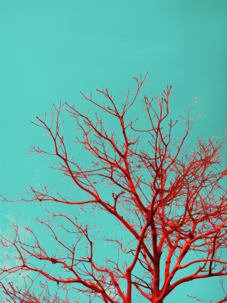 Red Tree Against Blue Sky 4