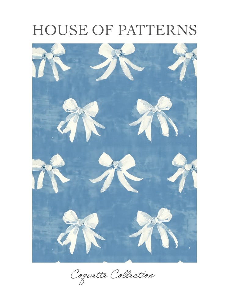 White And Blue Bows 4 Pattern Poster
