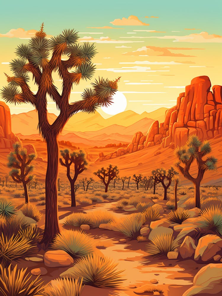 Joshua Tree At Sunset In South Western Style (1)