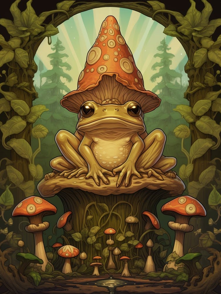 Wood Frog On A Throne Storybook Style 2