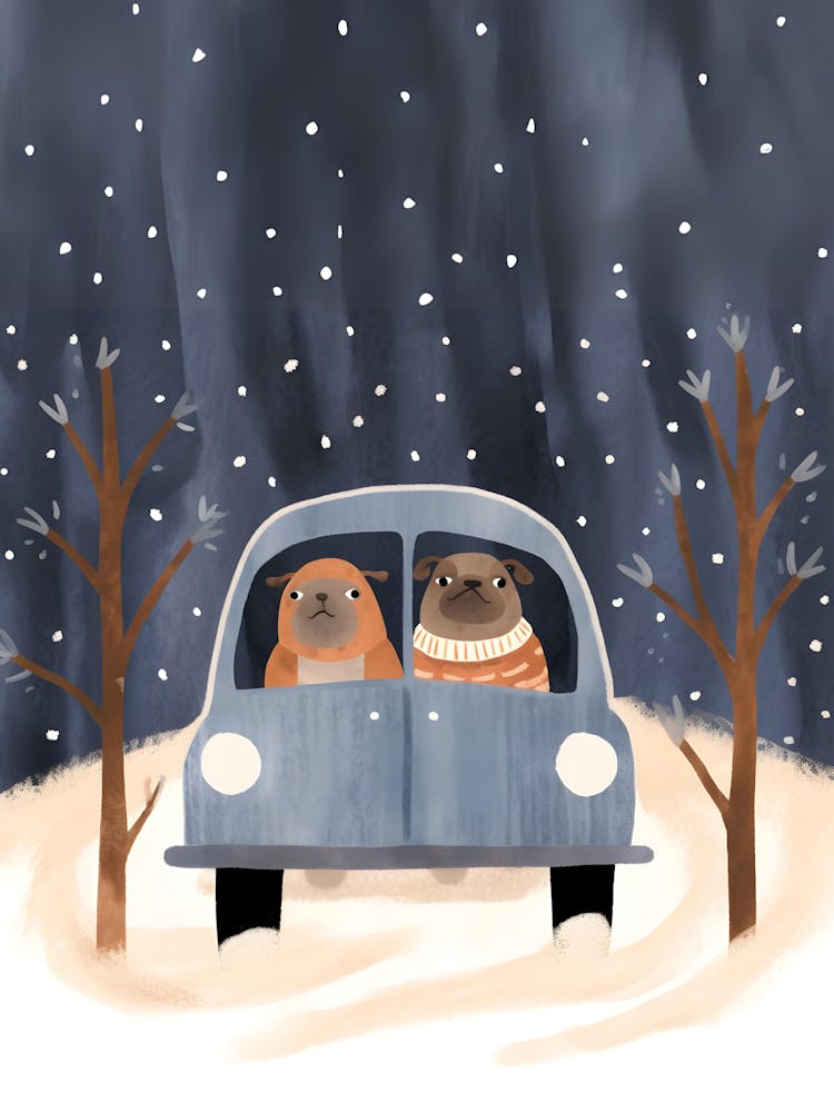 Two Dogs In A Car