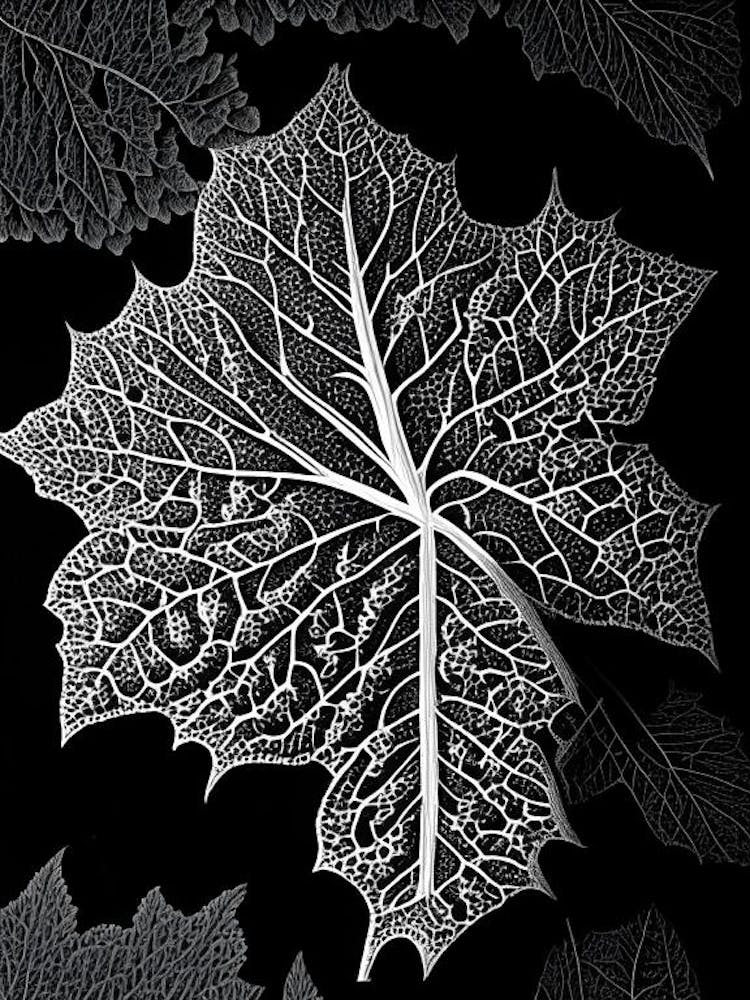 Mulberry Leaf Linocut 5