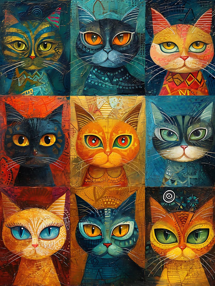 Beautiful Painting Funky Cats 14