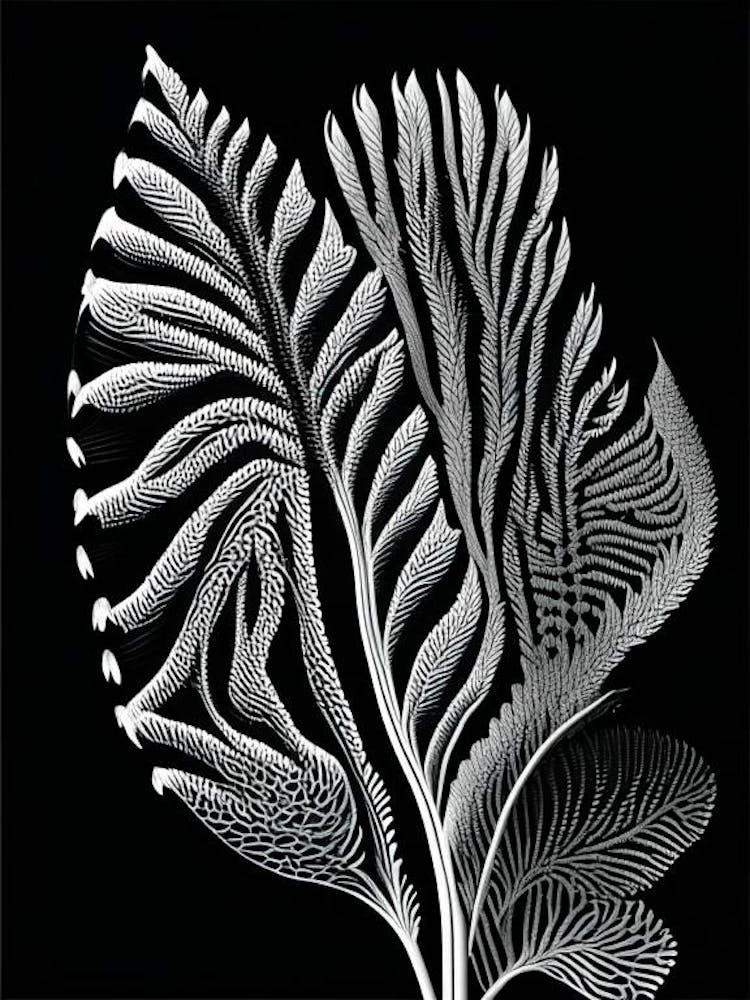 Horsetail Leaf Linocut