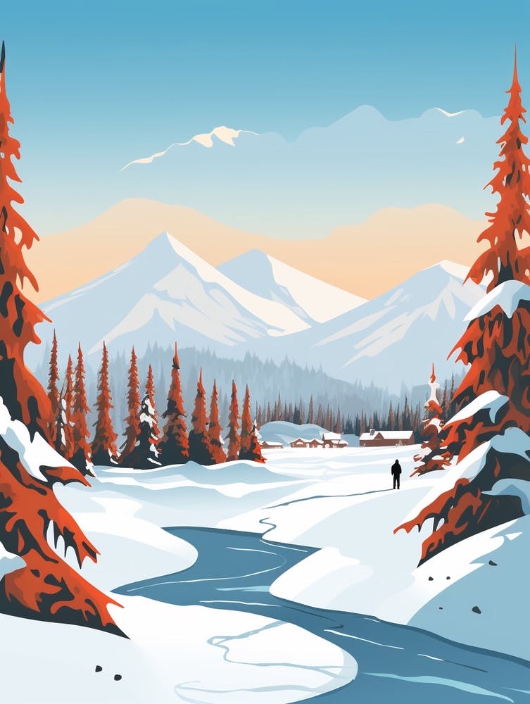 Retro Winter Illustration Banff Canada 1