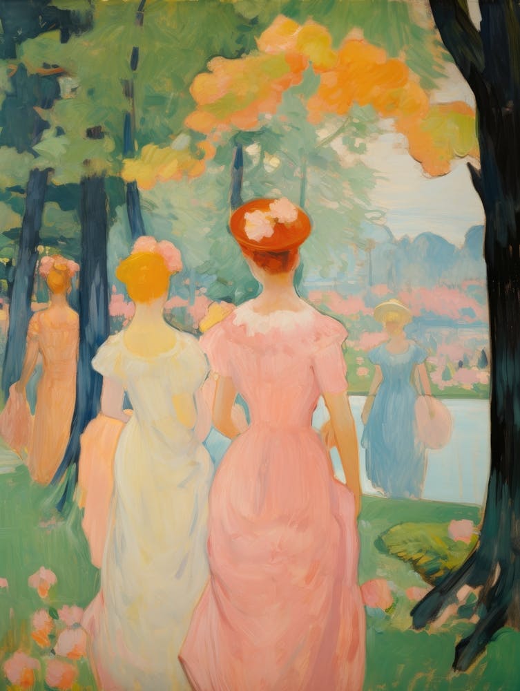 Two Women In Pink Dresses