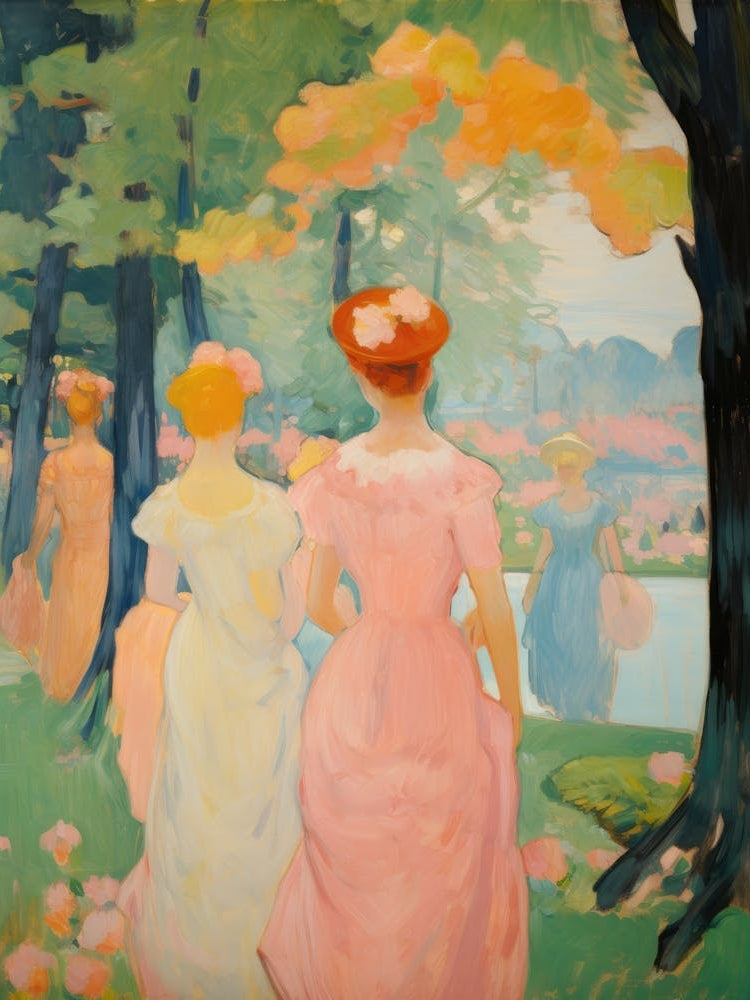 Two Women In Pink Dresses