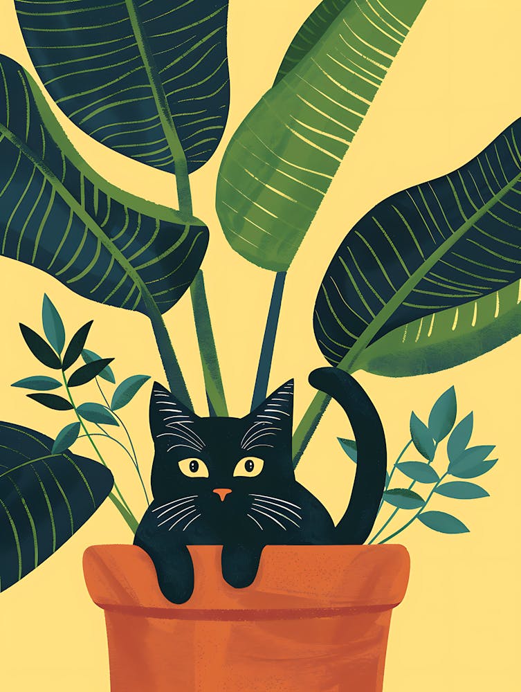 Cute Black Cat in a Plant Pot 5
