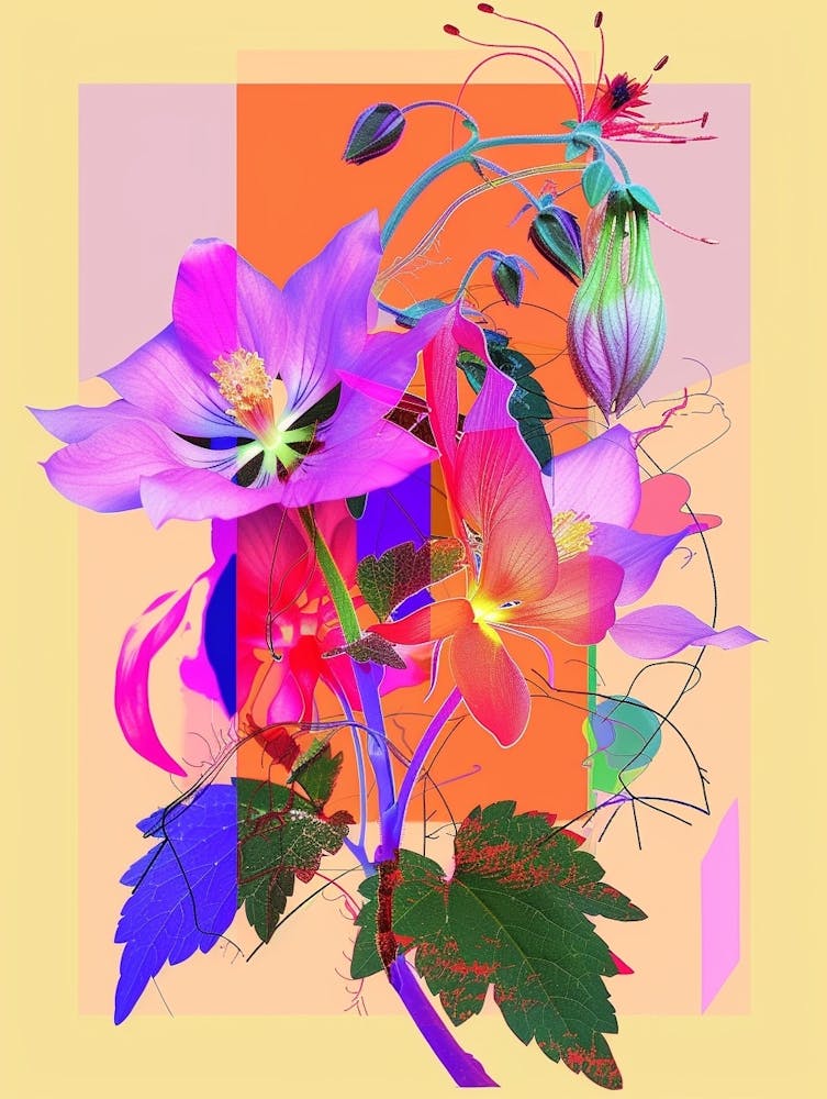 Columbine 2 Neon Flower Collage