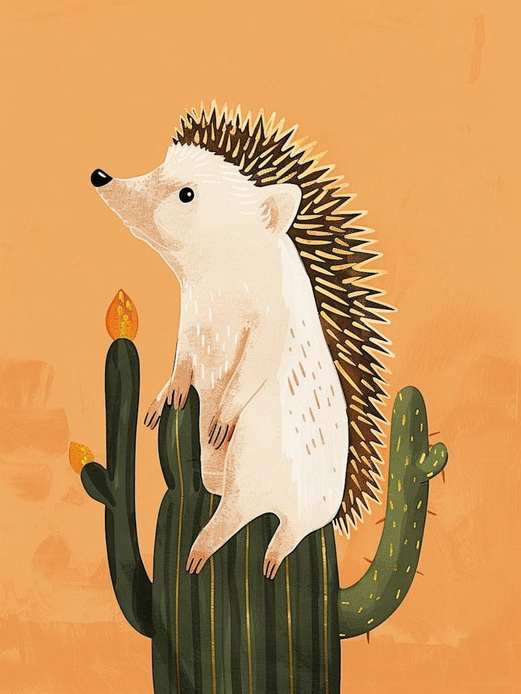 Hedgehog Cactus Minimalist Abstract Illustration 4