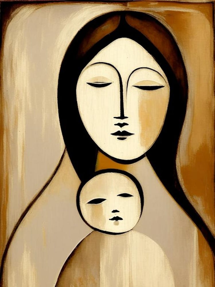 Mother And Child Symbol Symbol Abstract Painting