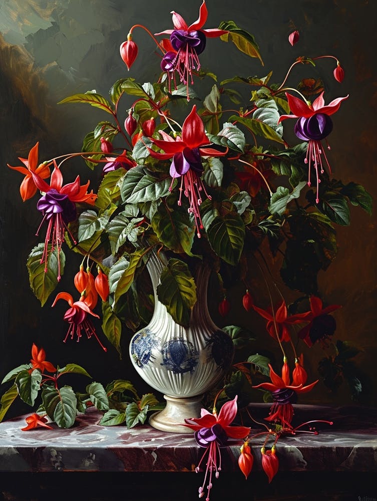 Baroque Floral Still Life Fuchsia 3