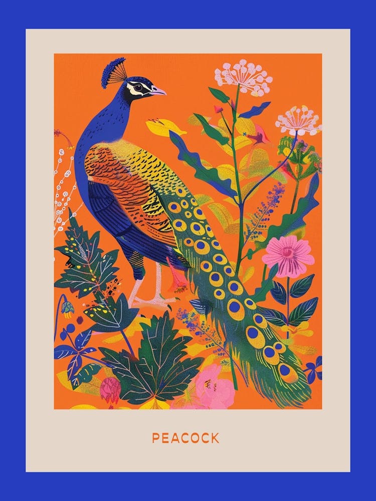 Spring Birds Poster Peacock 5