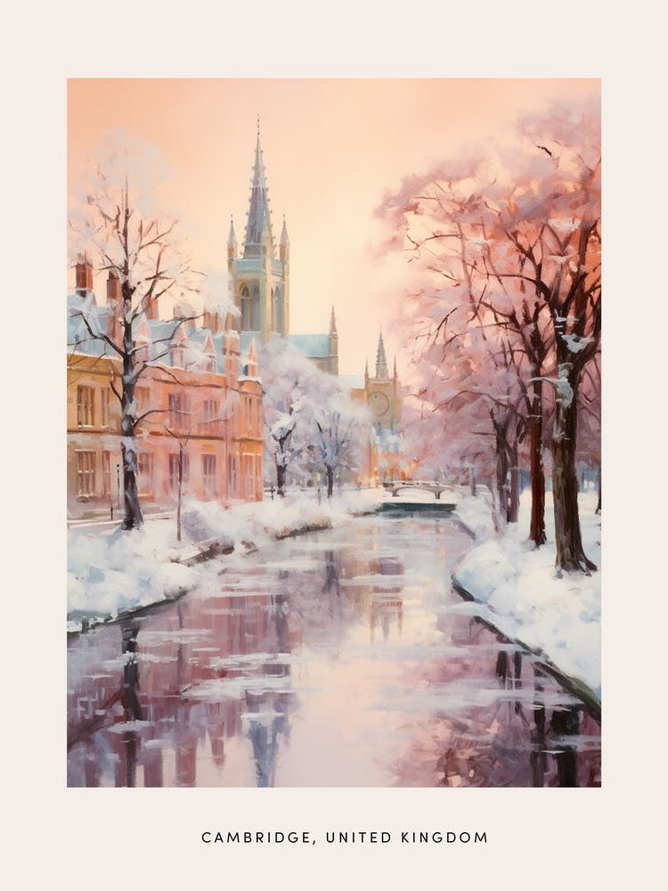 Dreamy Winter Painting Poster Cambridge United Kingdom 1