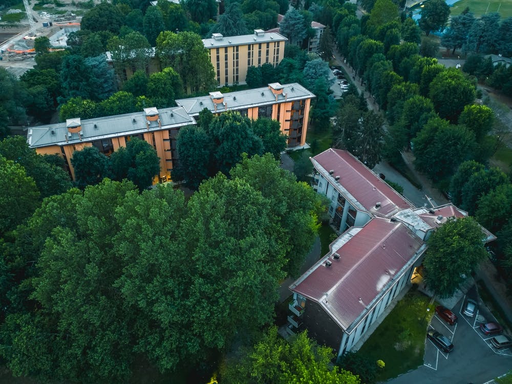 Aerial View on Roofs of Milan, Italy.