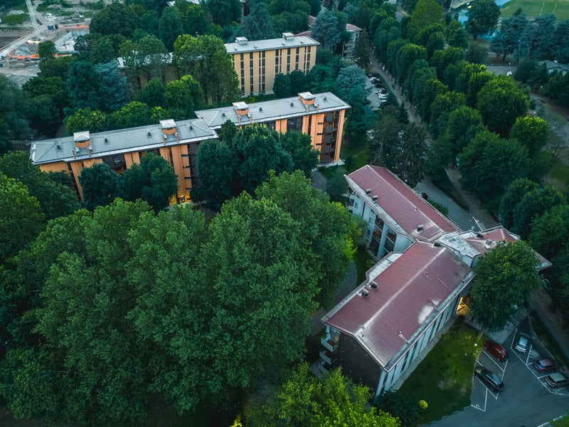 Aerial View on Roofs of Milan, Italy.