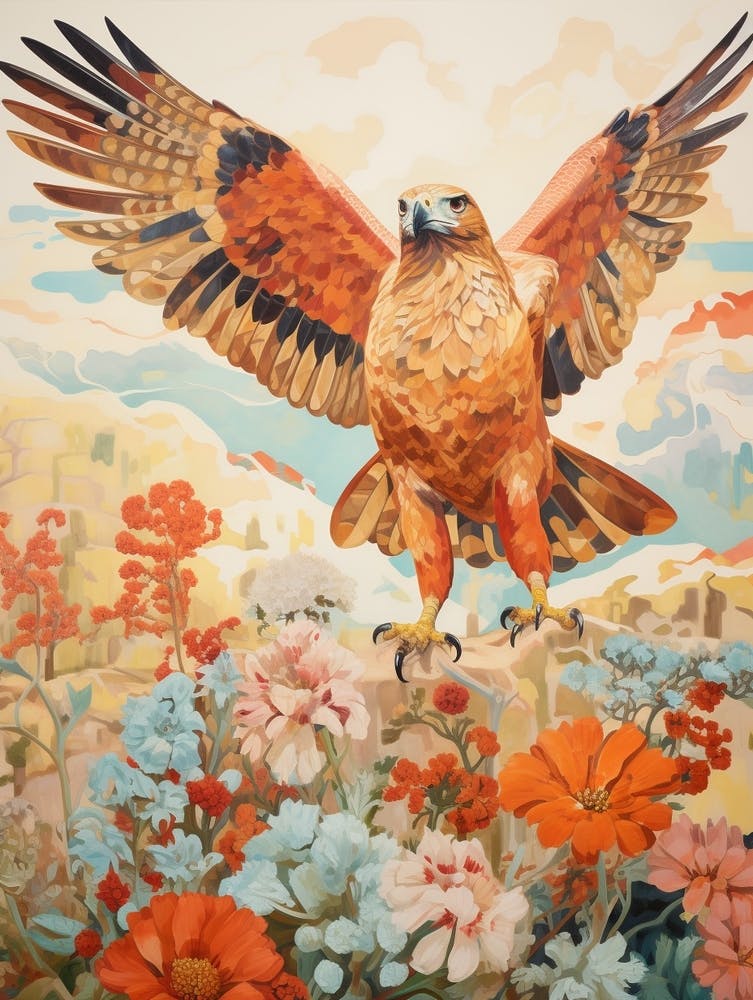 Red Tailed Hawk 2 Detailed Bird Painting