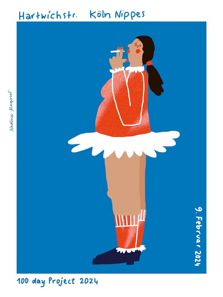 People Woman Smoking Carnival Print