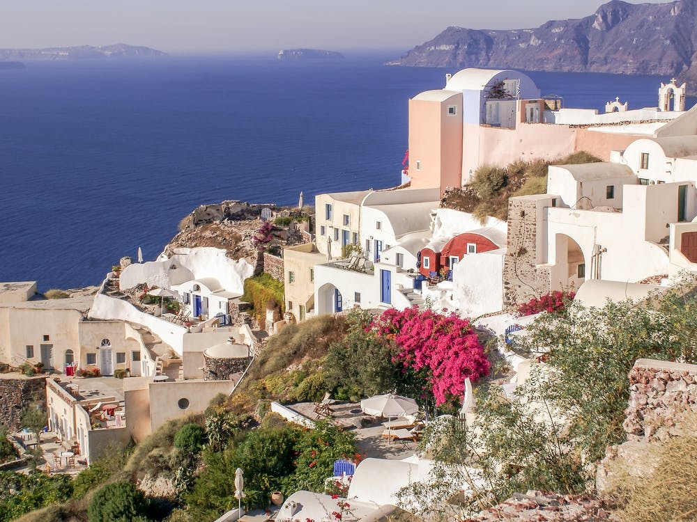 Panoramablick auf Santorini