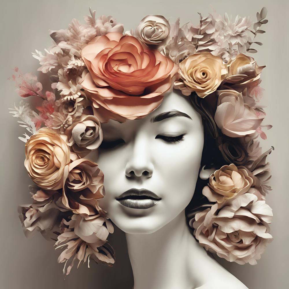 Portrait Of A Woman With Flowers